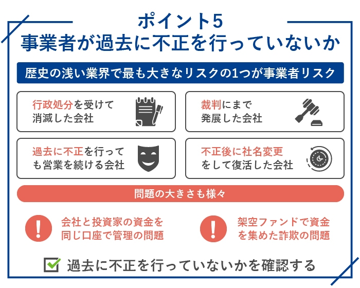 ソーシャルレンディングを選ぶポイント5.事業者が過去に不正を行っていないか